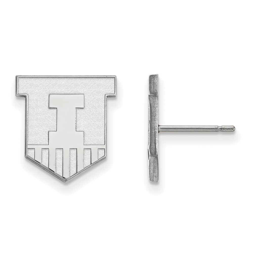 Sterling Silver Rhodium-plated University of Illinois Small Post Earring