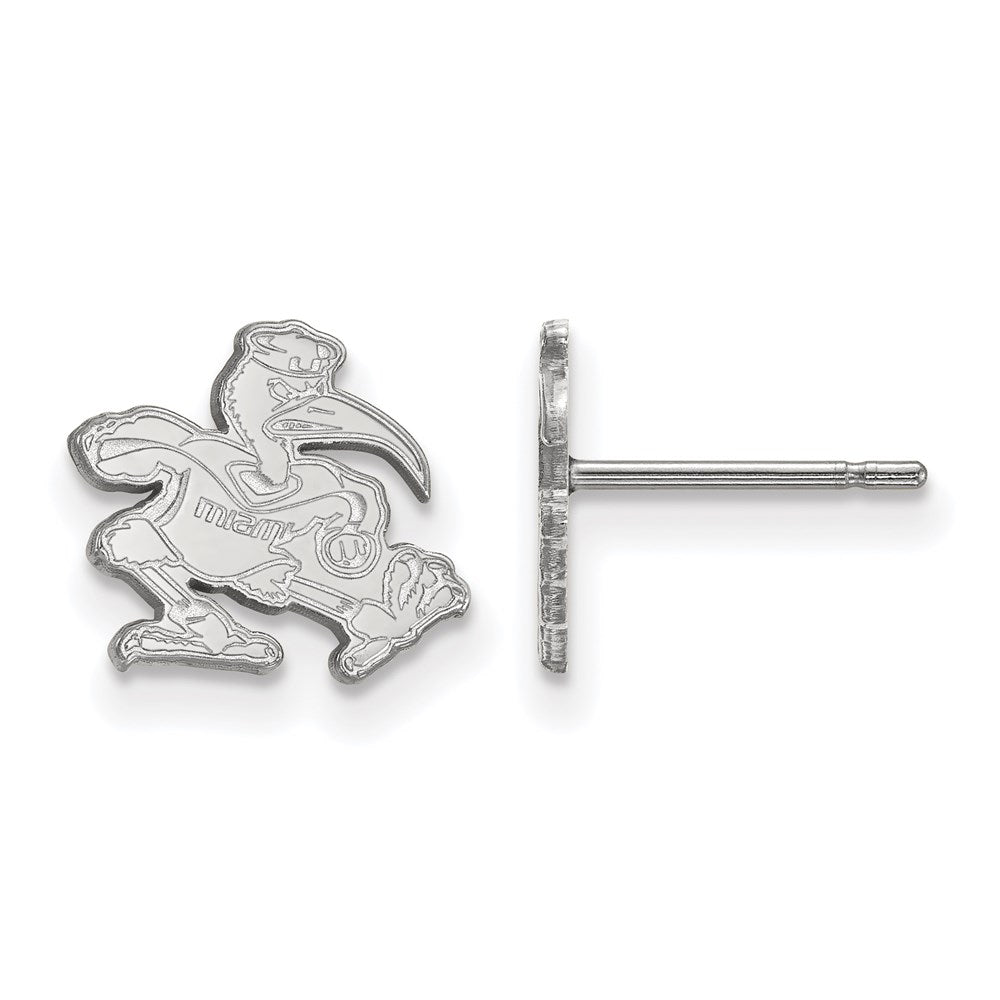 Sterling Silver Rhodium-plated University of Miami XS Post Earrings