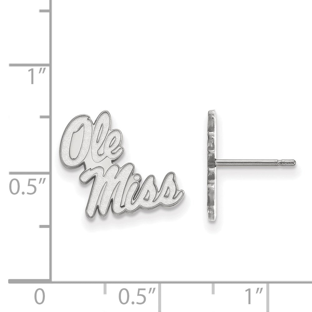 Sterling Silver Rhodium-plated U. of Mississippi Small Post Earrings