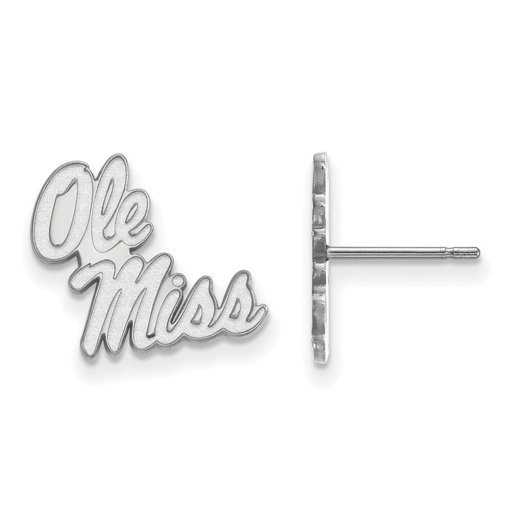 Sterling Silver Rhodium-plated U. of Mississippi Small Post Earrings