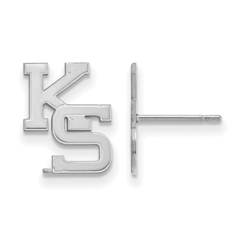 Sterling Silver Rhodium-plated Kansas State Univ. Small Post Earrings