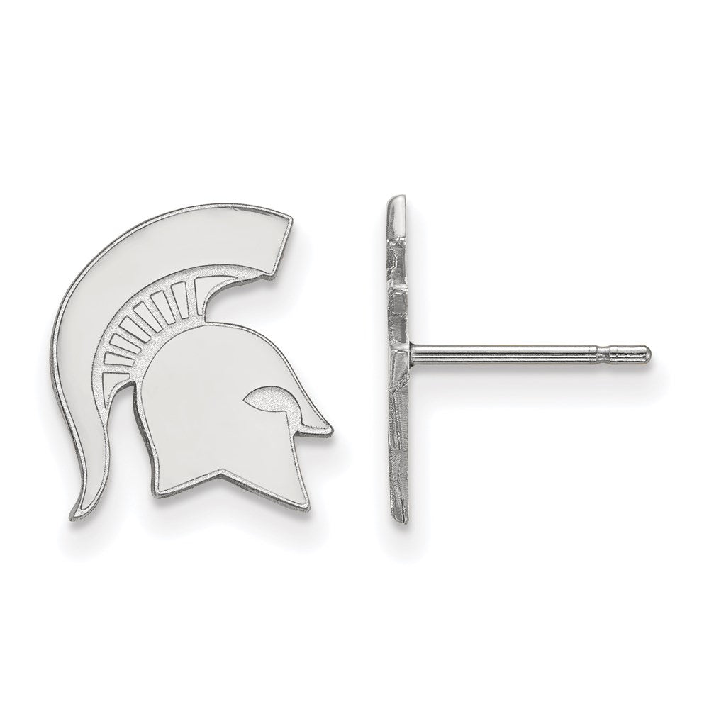 Sterling Silver Rhodium-plated Michigan State U. Small Post Earrings