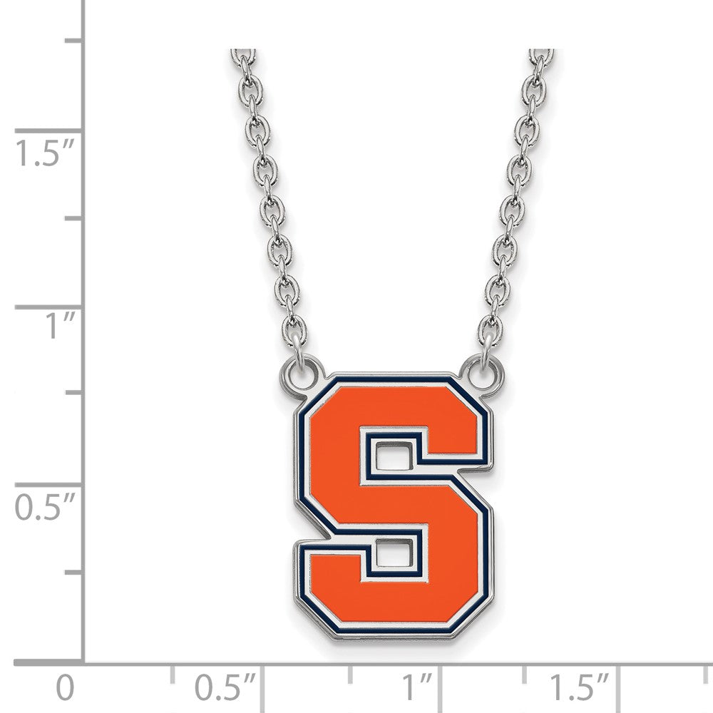 Sterling Silver Rhodium-plated Syracuse U. Large Enamel Pendant Necklace