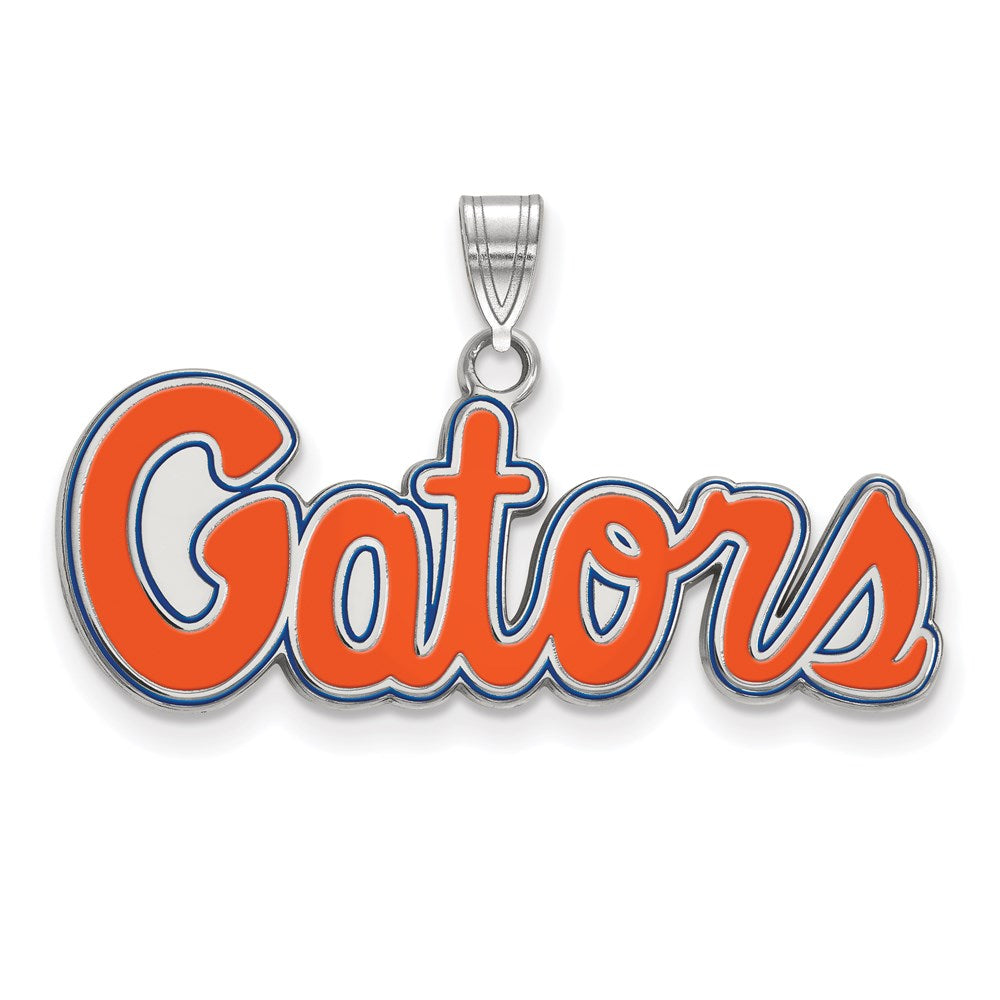 Sterling Silver Rhodium-plated Univ. of Florida Small Enamel Pendant