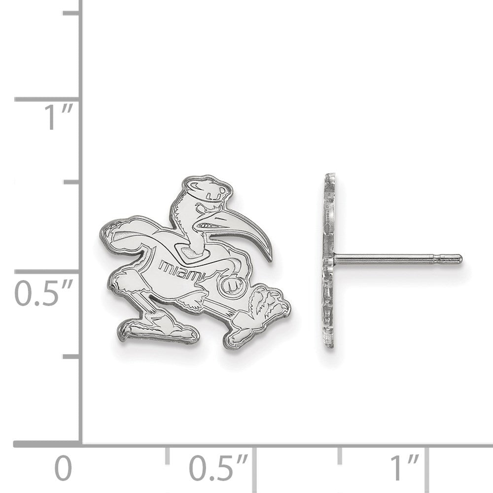 Sterling Silver Rhodium-plated University of Miami Small Post Earrings