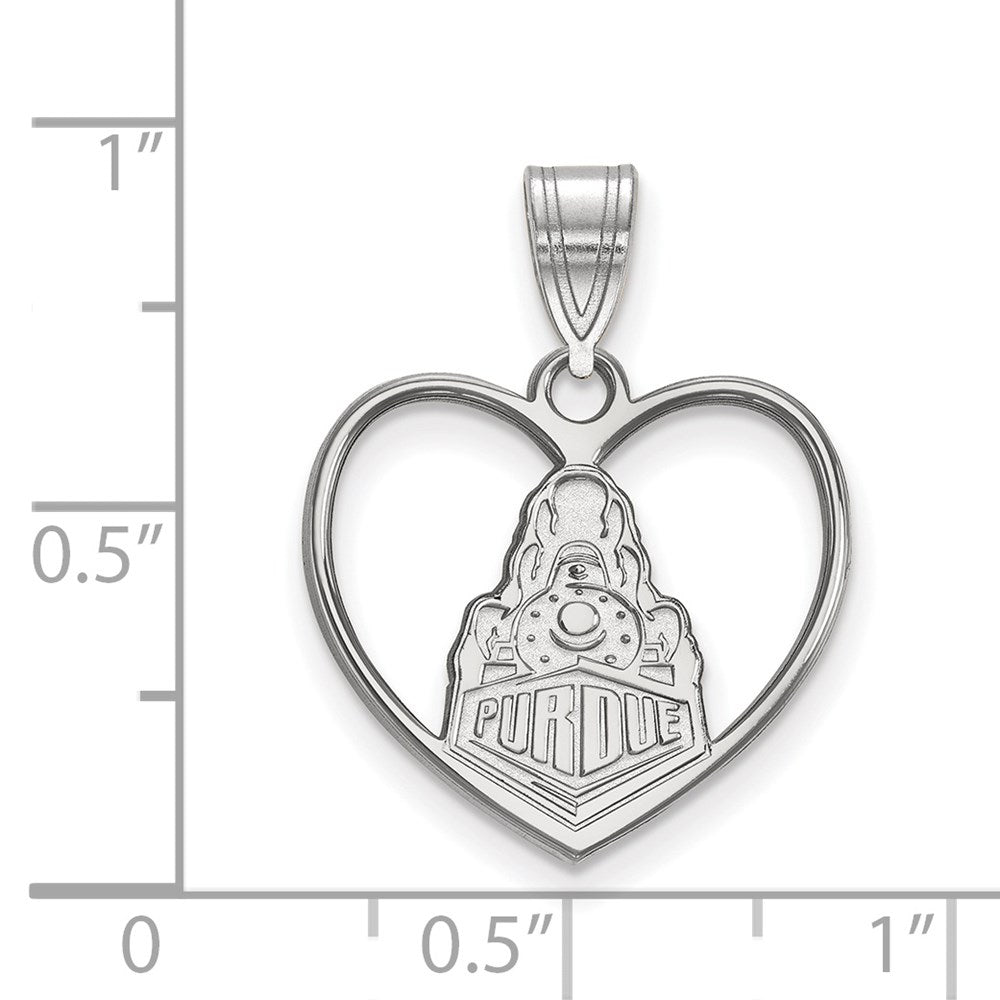 Sterling Silver Rhodium-plated Purdue Univ. Heart Pendant