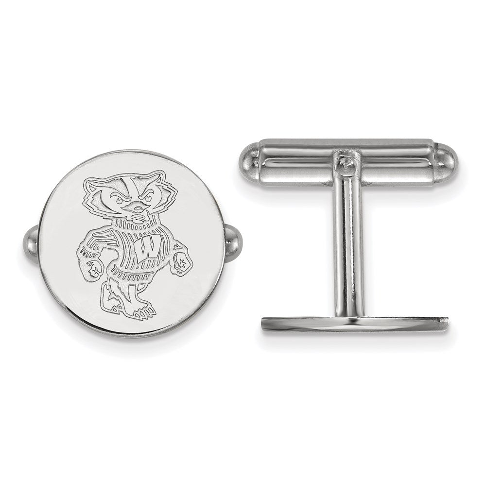 Sterling Silver Rhodium-plated University of Wisconsin Cuff Links