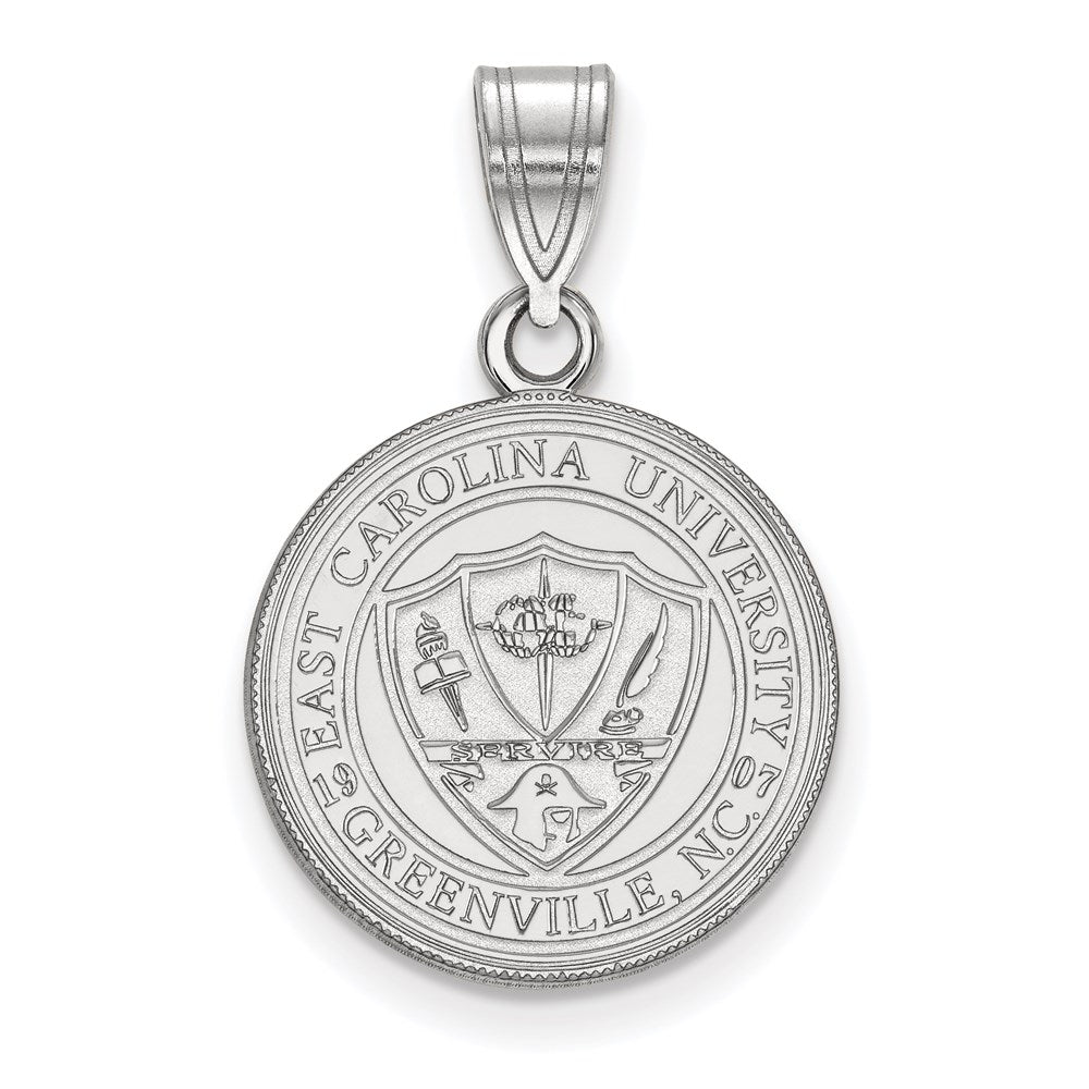 Sterling Silver Rhodium-plated East Carolina U. Medium Crest Pendant