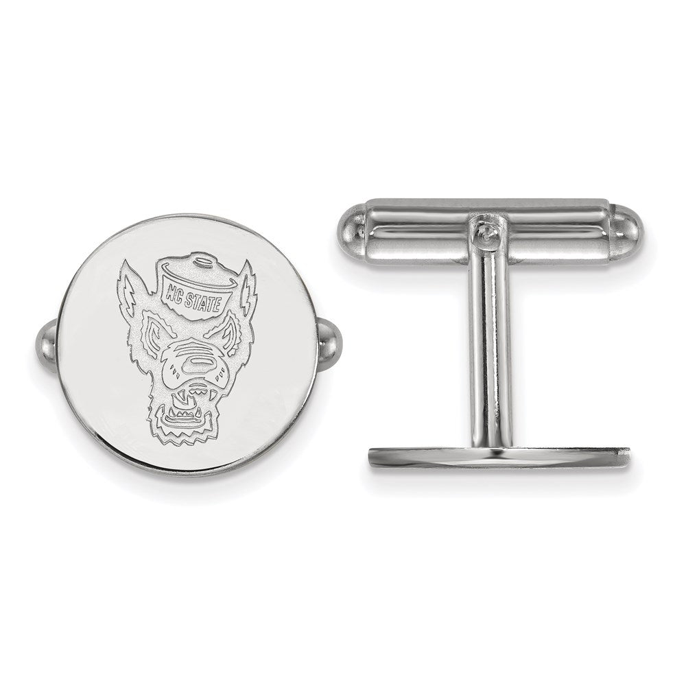 Sterling Silver Rhodium-plated N. Carolina State University Cuff Links