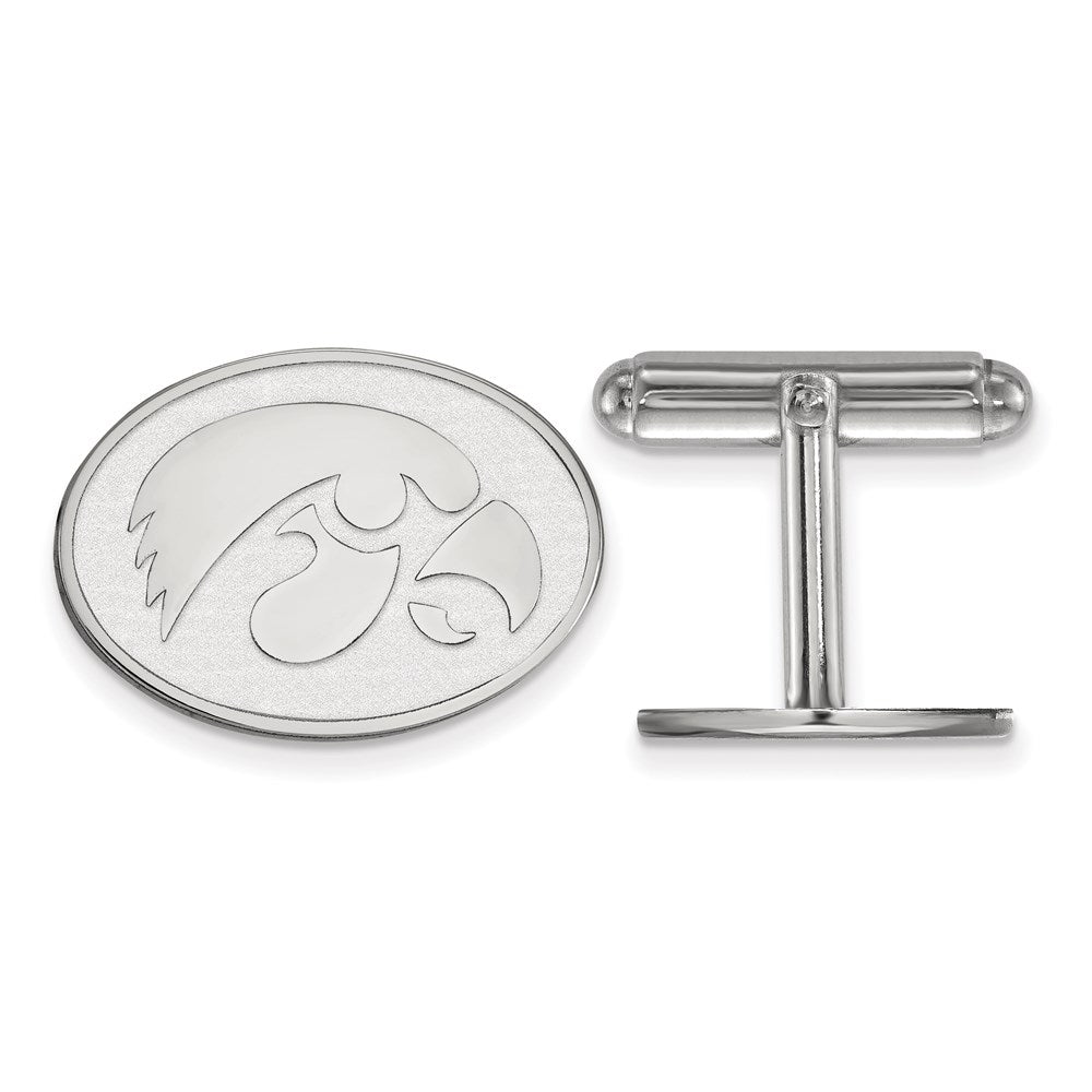 Sterling Silver Rhodium-plated University of Iowa Cuff Links