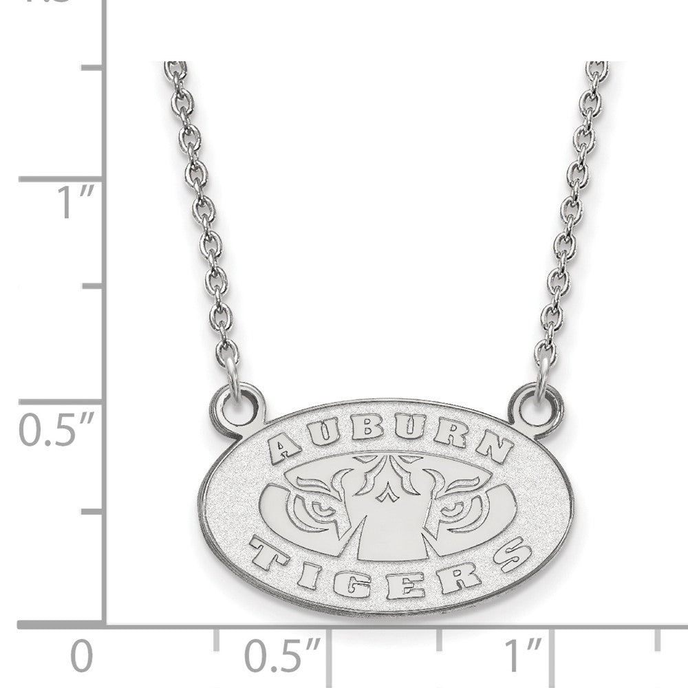 Sterling Silver Rhodium-plated Auburn Tigers Small Pendant Necklace