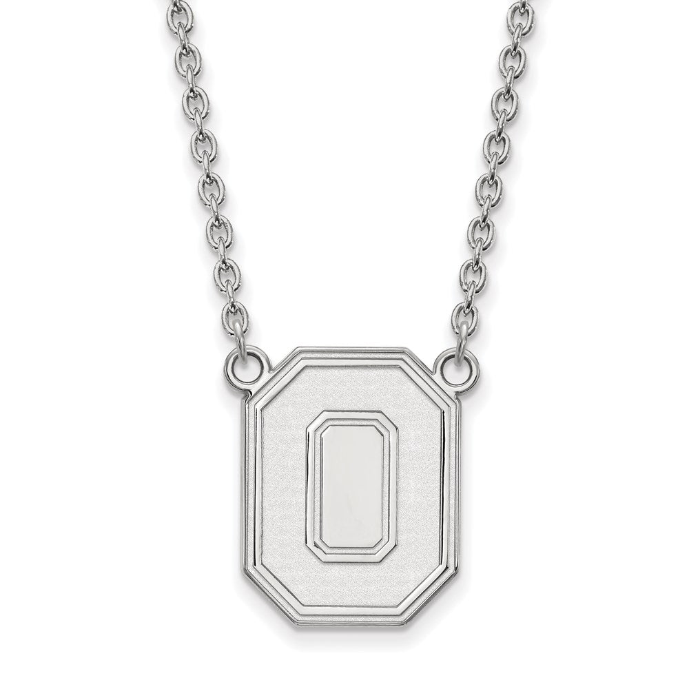 Sterling Silver Rhodium-plated Ohio State U. Large Pendant Necklace