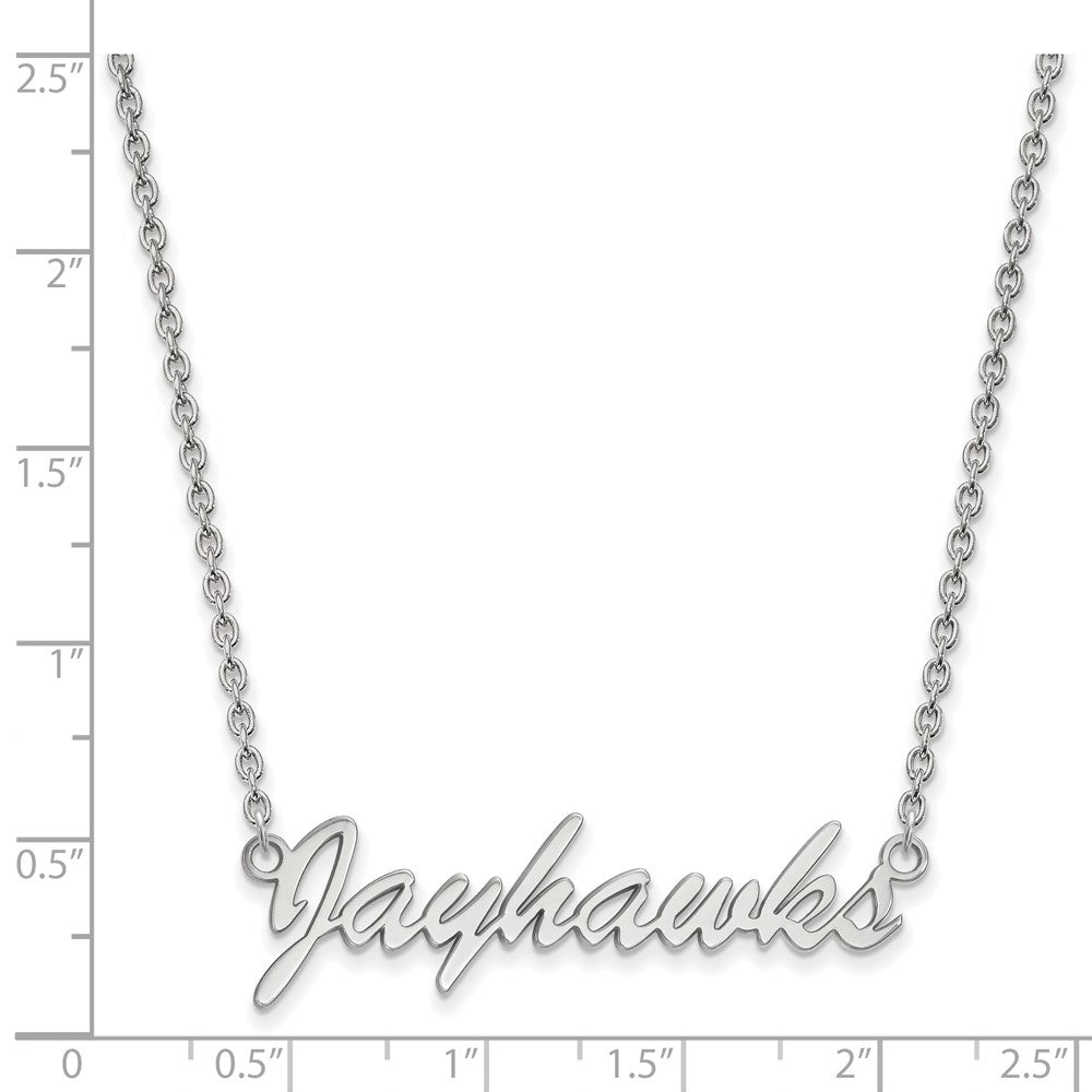 Sterling Silver Rhodium-plated U. of Kansas Jayhawks Script Necklace