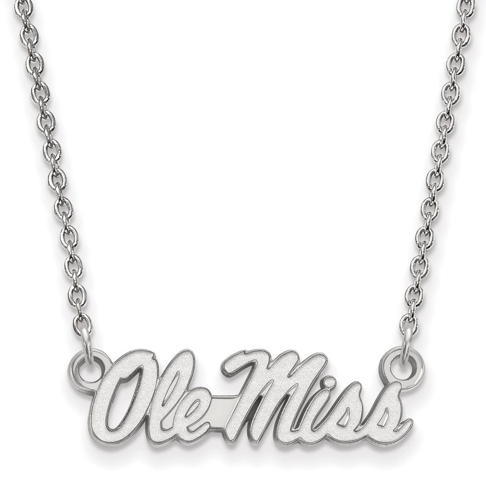Sterling Silver Rhodium-plated U. of Mississippi Small Pendant Necklace