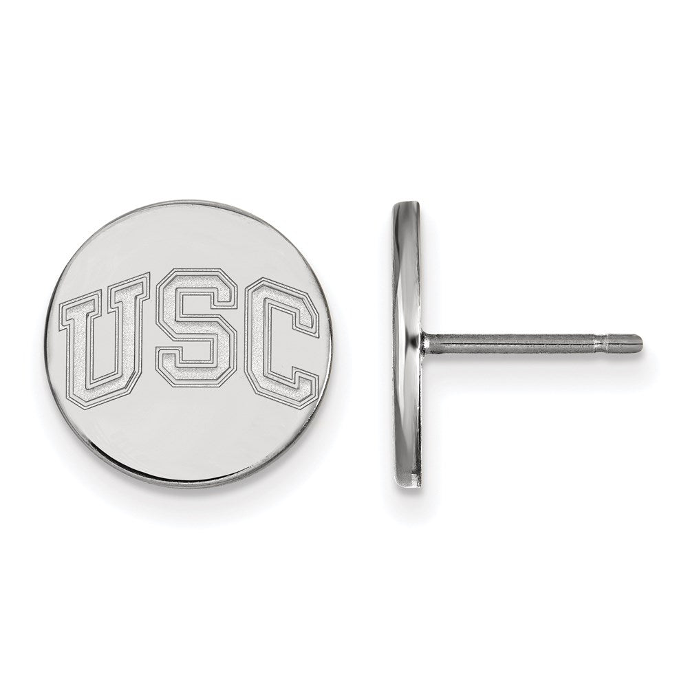 Sterling Silver Rhodium-plated U. of Southern California XS Disc Earrings