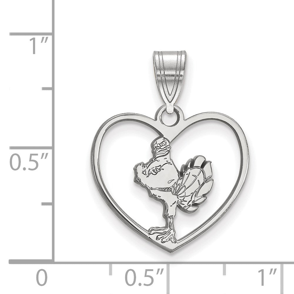 Sterling Silver Rhodium-plated Virginia Tech Heart Pendant