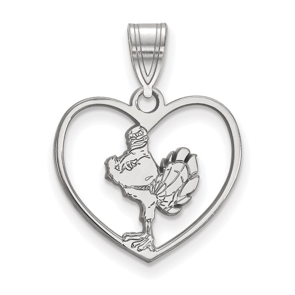 Sterling Silver Rhodium-plated Virginia Tech Heart Pendant