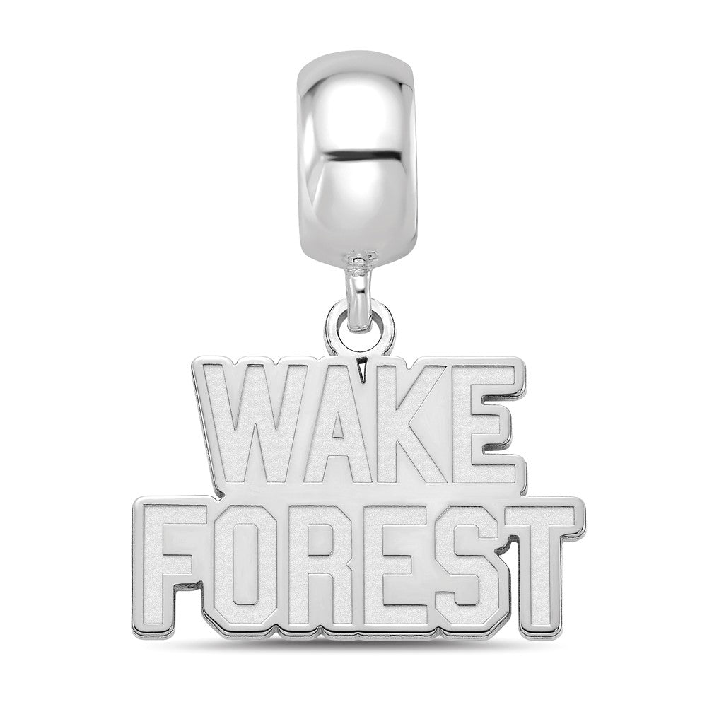 Sterling Silver Rhodium-plated Wake Forest University Small Dangle Bead
