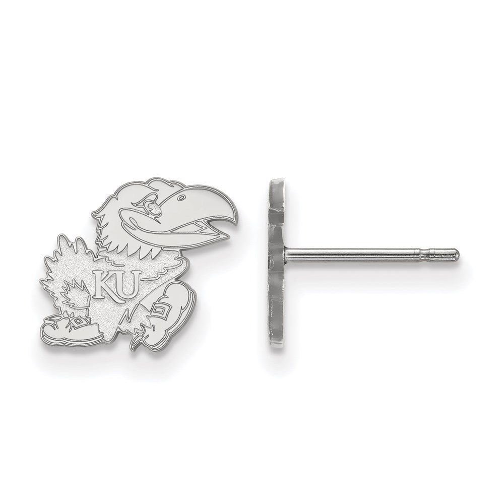 Sterling Silver Rhodium-plated University of Kansas XS Post Earrings