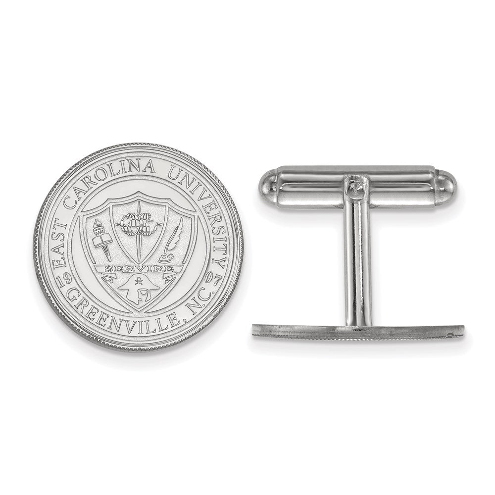 Sterling Silver Rhodium-plated East Carolina Univ. Crest Cuff Links