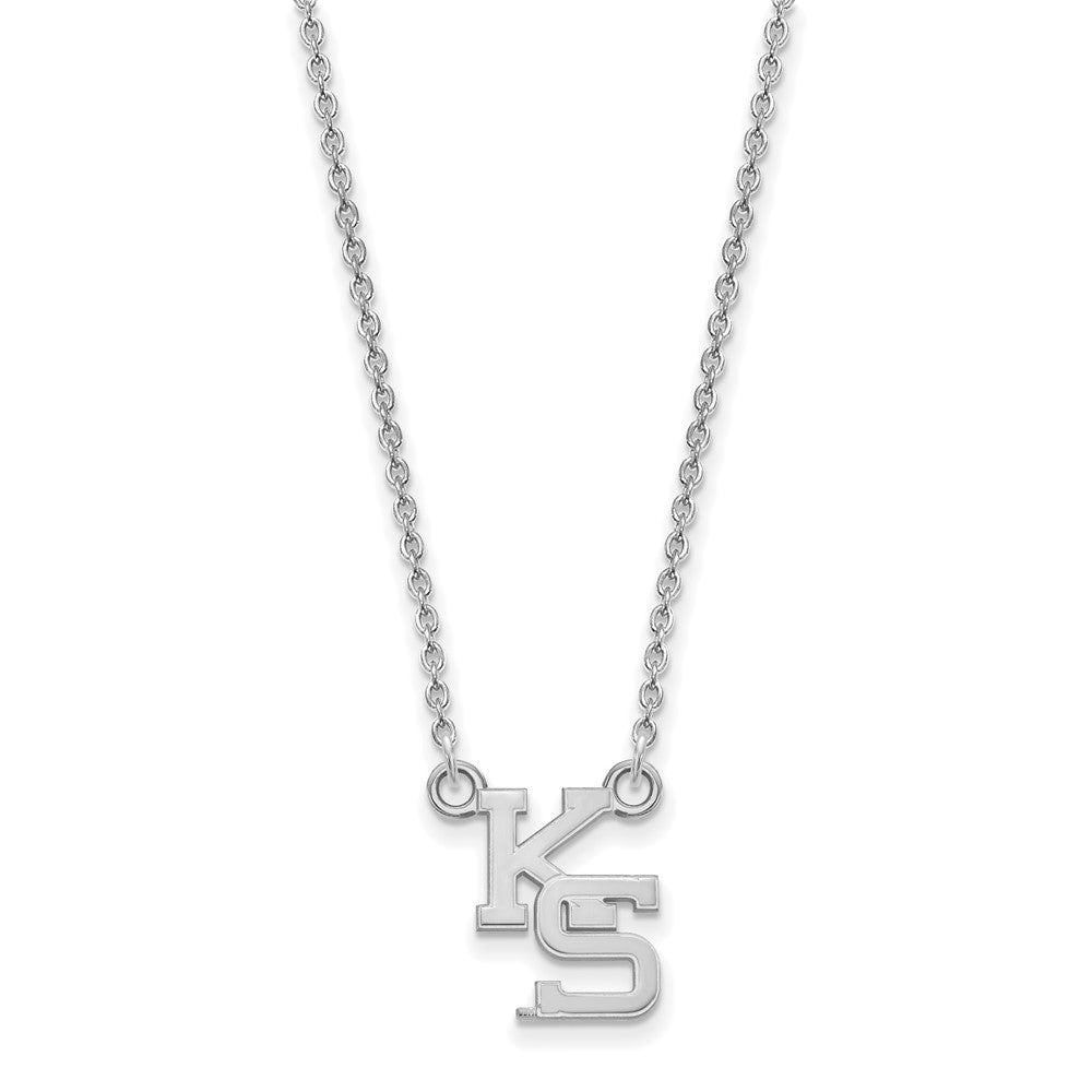Sterling Silver Rhodium-plated Kansas State U. Small Pendant Necklace