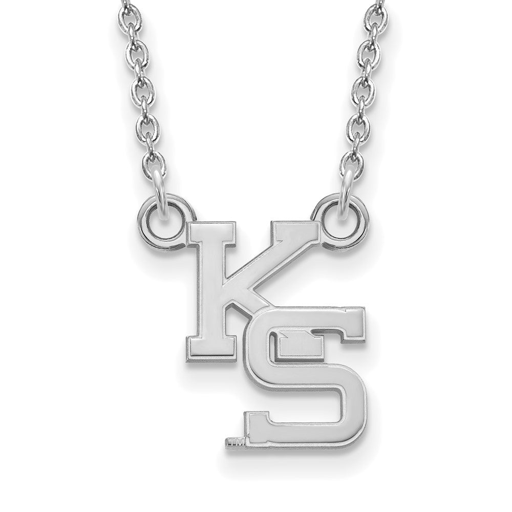 Sterling Silver Rhodium-plated Kansas State U. Small Pendant Necklace