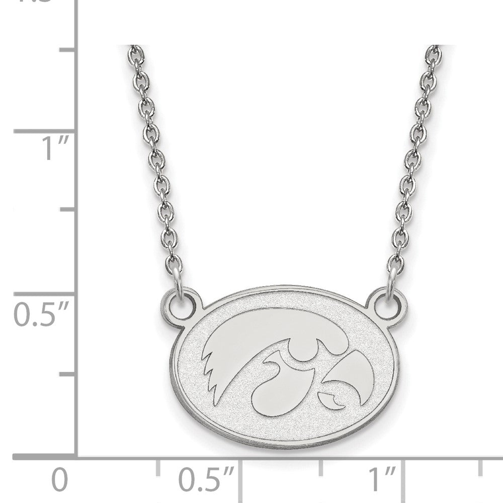 Sterling Silver Rhodium-plated U. of Iowa Small Pendant Necklace