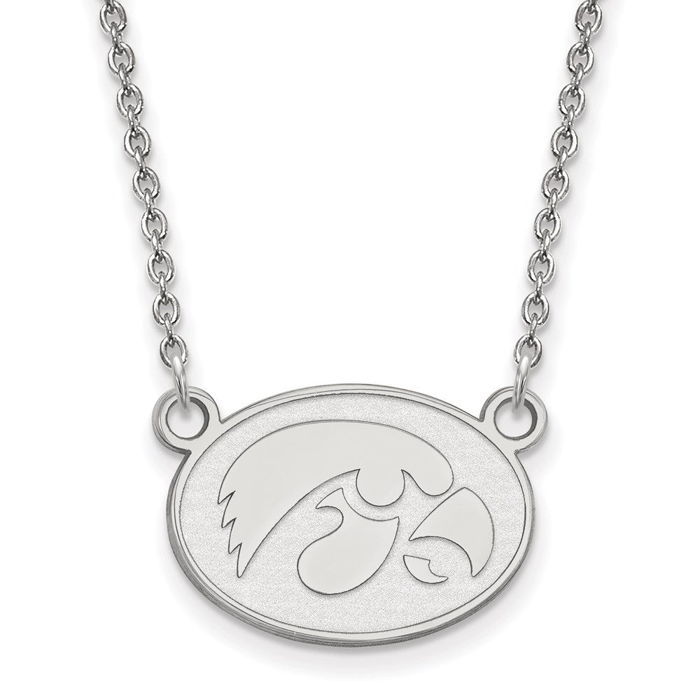Sterling Silver Rhodium-plated U. of Iowa Small Pendant Necklace