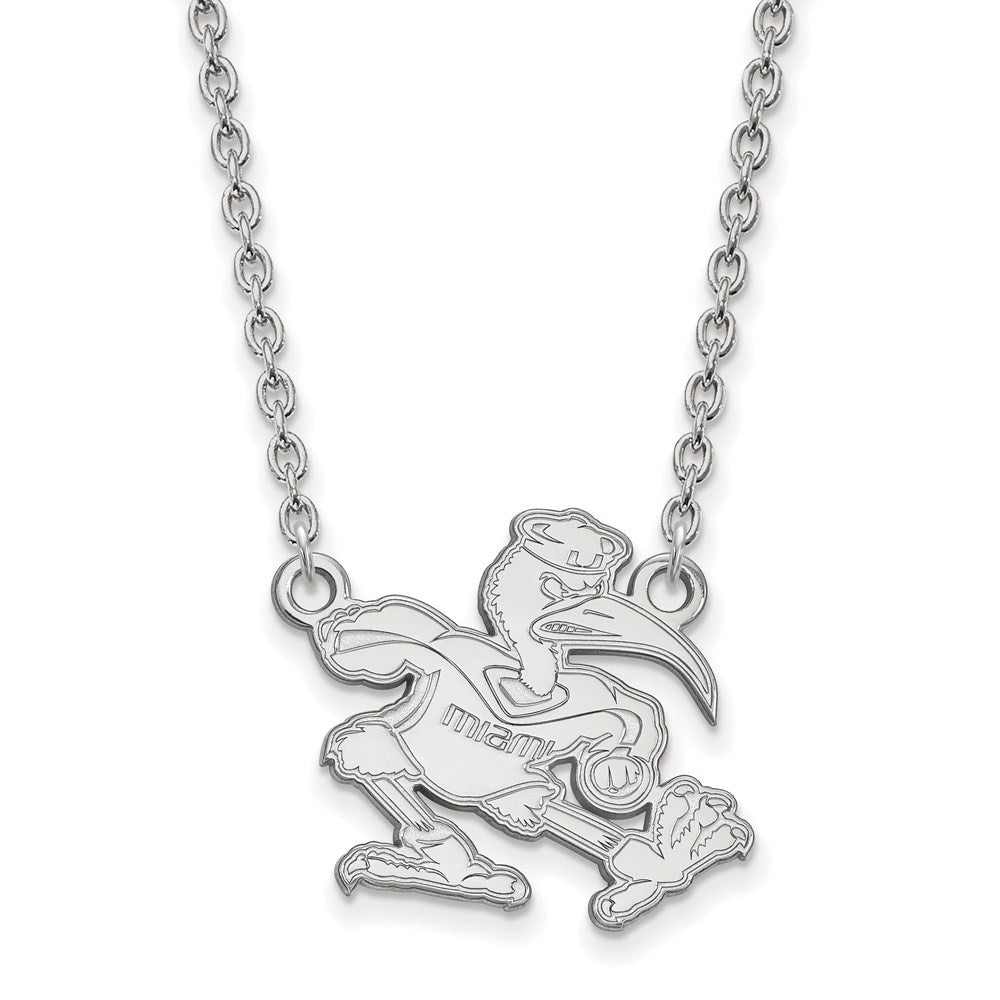Sterling Silver Rhodium-plated Univ. of Miami Large Pendant Necklace