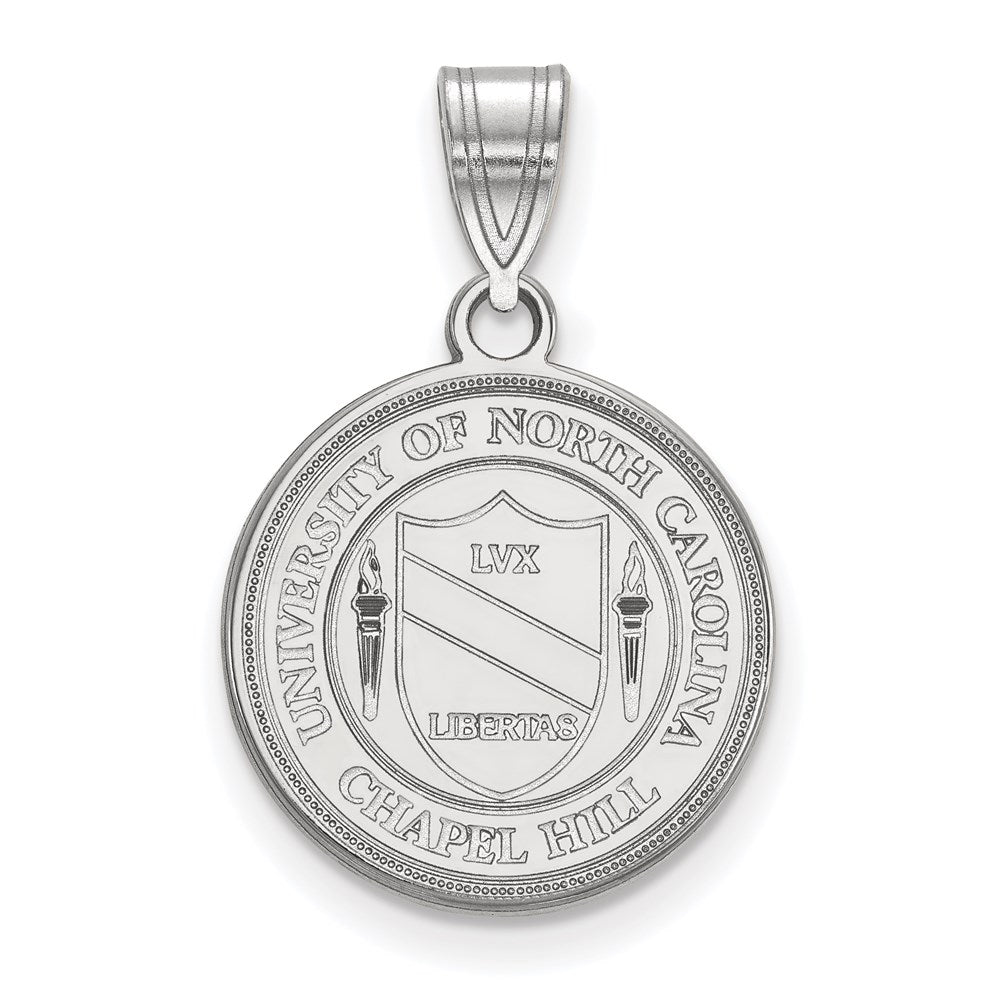 Sterling Silver Rhodium-plated U. of North Carolina Medium Crest Pendant