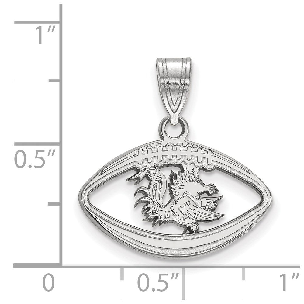 Sterling Silver Rhodium-plated U. of South Carolina Football Pendant