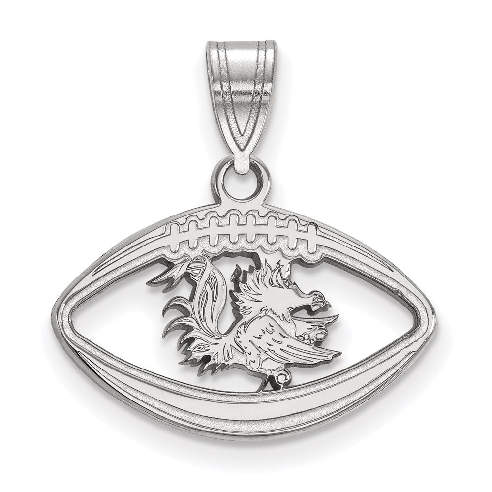 Sterling Silver Rhodium-plated U. of South Carolina Football Pendant