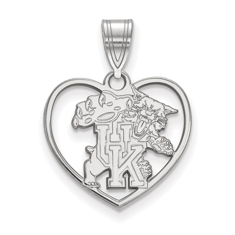 Sterling Silver Rhodium-plated University of Kentucky Heart Pendant