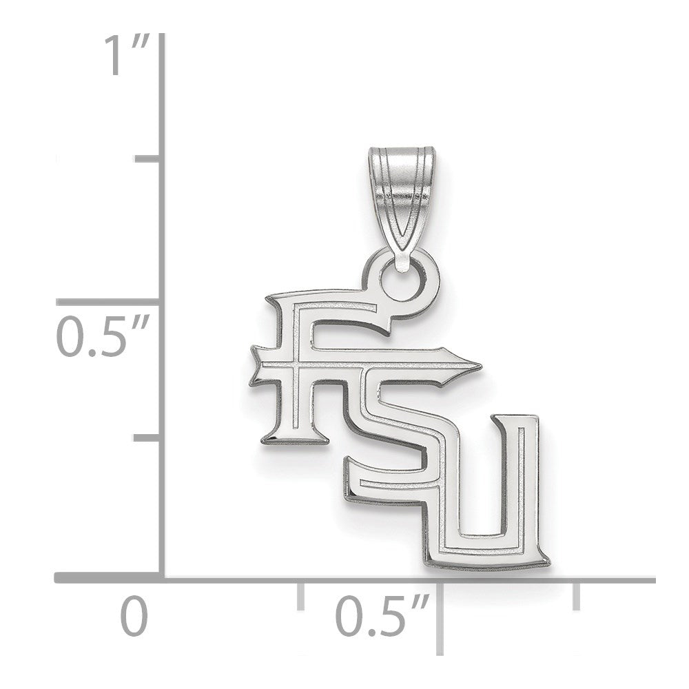 Sterling Silver Rhodium-plated Florida State University Small Pendant