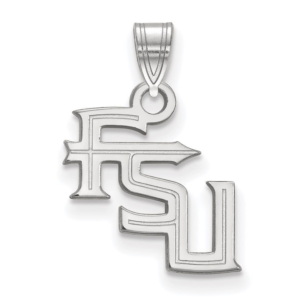 Sterling Silver Rhodium-plated Florida State University Small Pendant