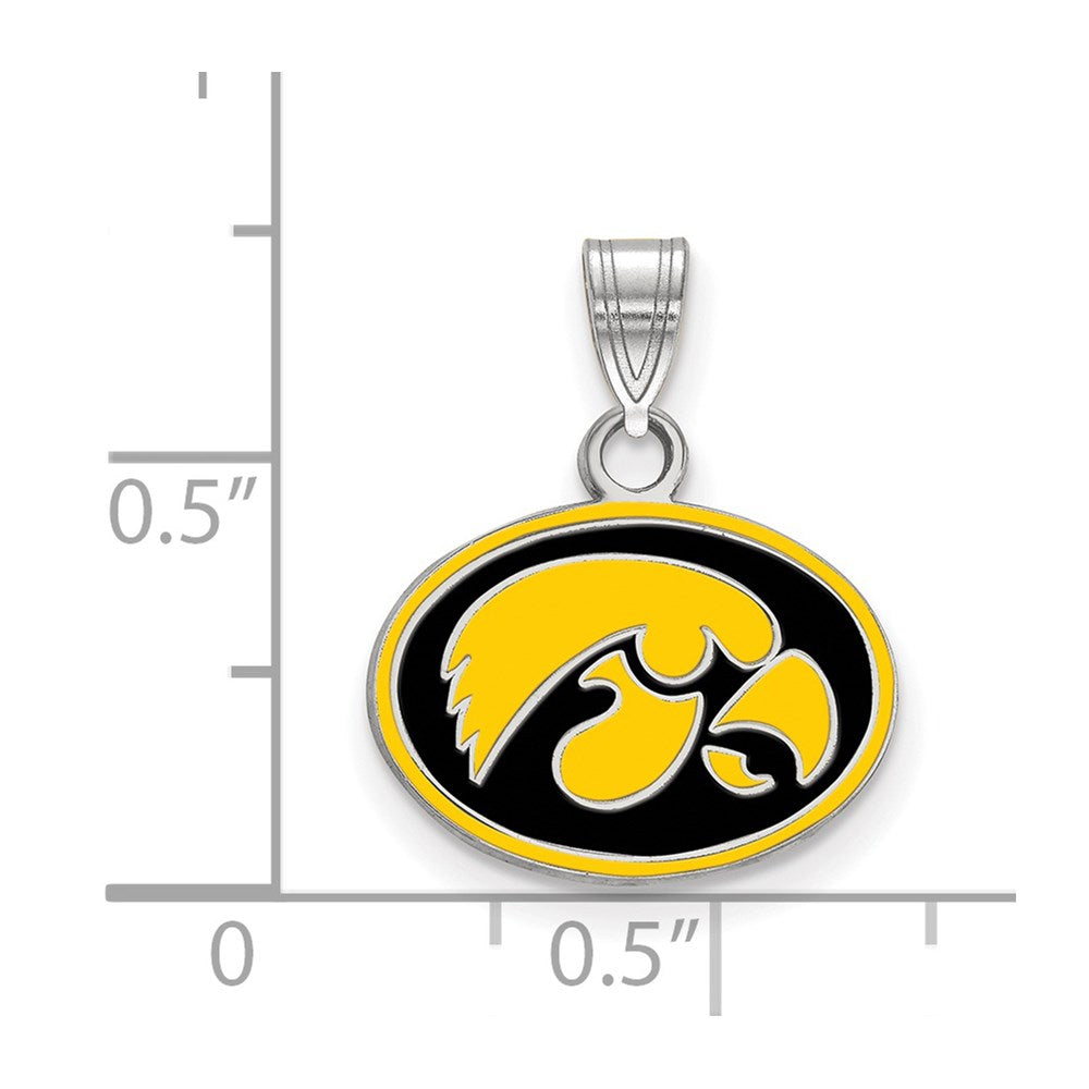Sterling Silver Rhodium-plated Univ. of Iowa Small Enamel Pendant