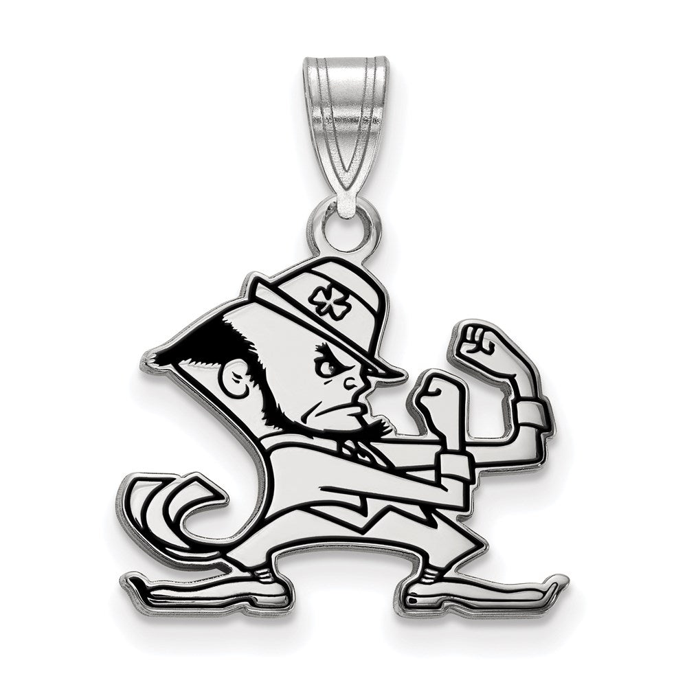 Sterling Silver Rhodium-plated U. of Notre Dame Enamel Pendant