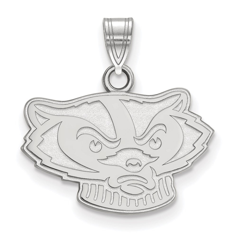 Sterling Silver Rhodium-plated University of Wisconsin Small Pendant