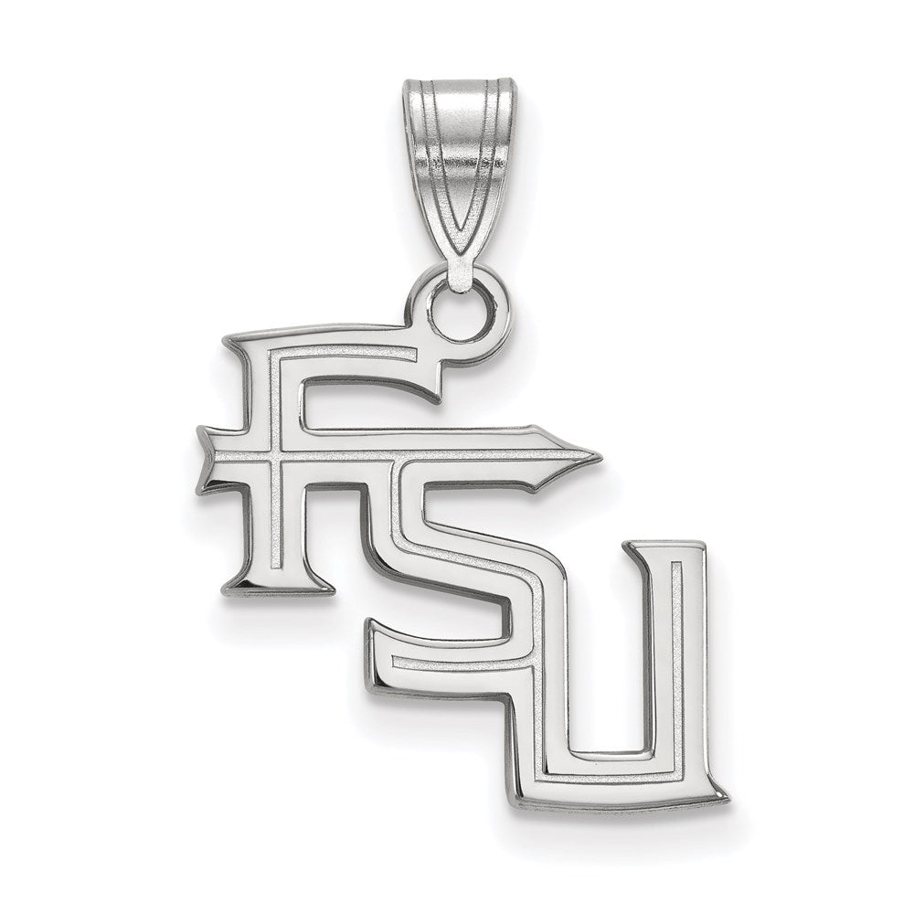 Sterling Silver Rhodium-plated Florida State Univ. Medium Pendant