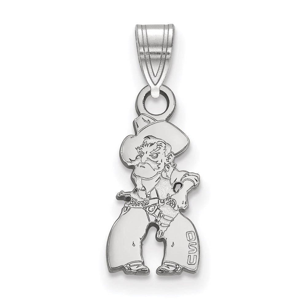 Sterling Silver Rhodium-plated Oklahoma State University Small Pendant