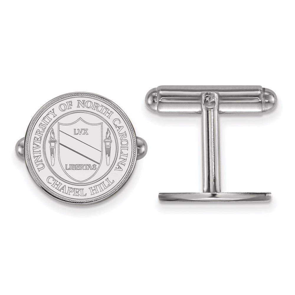 Sterling Silver Rhodium-plated Univ. of North Carolina Crest Cuff Links