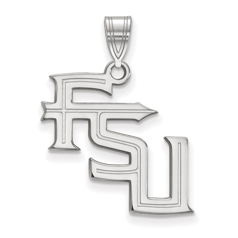 Sterling Silver Rhodium-plated Florida State University Large Pendant