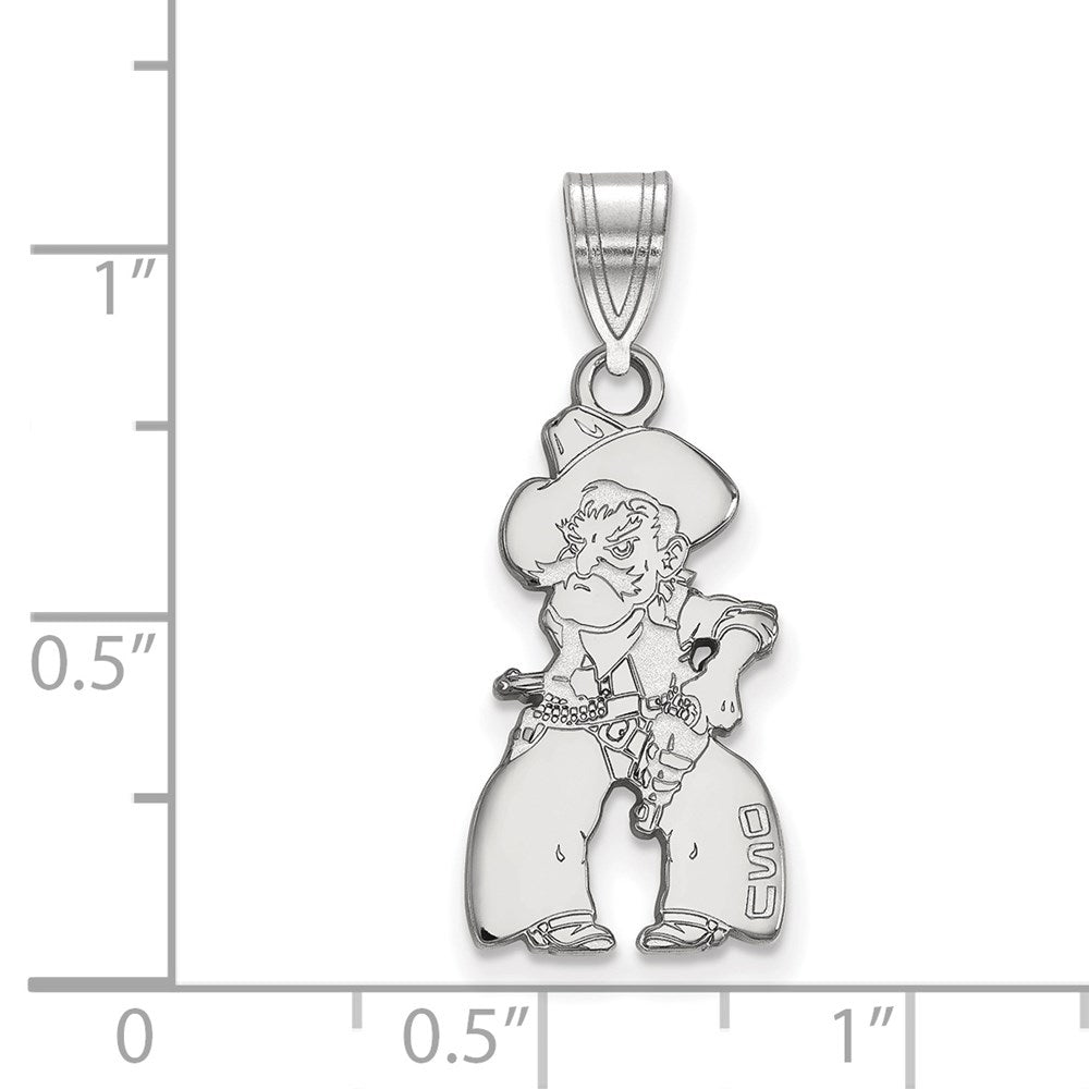 Sterling Silver Rhodium-plated Oklahoma State University Large Pendant