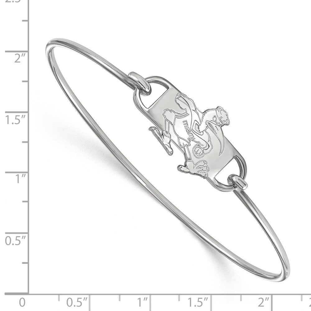 Sterling Silver Rhodium-plated University of Miami Wire Bangle