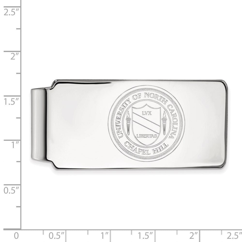 Sterling Silver Rhodium-plated Univ. of North Carolina Crest Money Clip