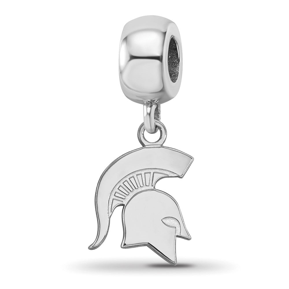 Sterling Silver Rhodium-plated Michigan State U. Small Dangle Bead