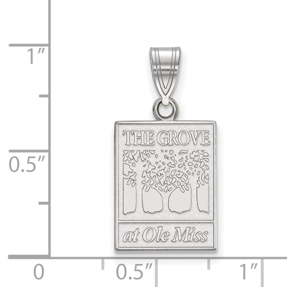 Sterling Silver Rhodium-plated University of Mississippi Medium Pendant