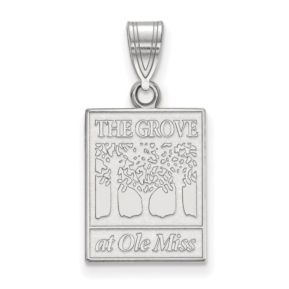 Sterling Silver Rhodium-plated University of Mississippi Medium Pendant