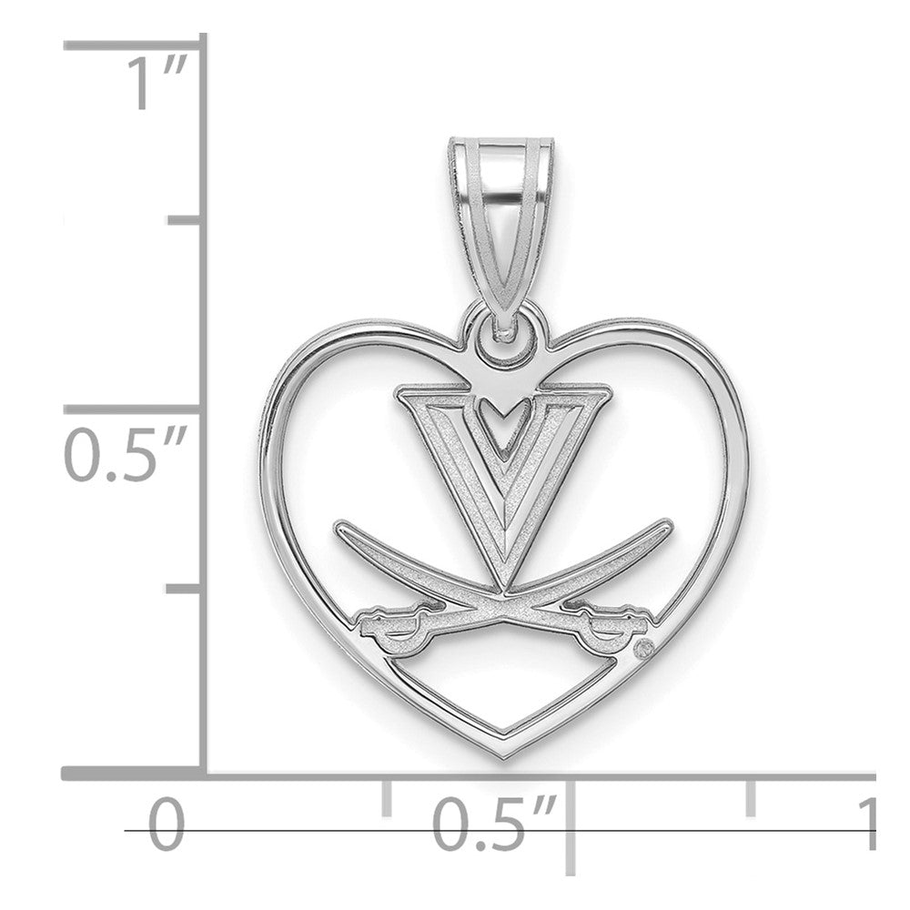 Sterling Silver Rhodium-plated University of Virginia Heart Pendant