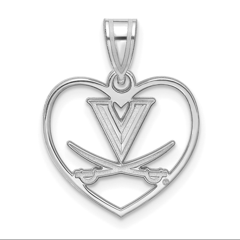 Sterling Silver Rhodium-plated University of Virginia Heart Pendant